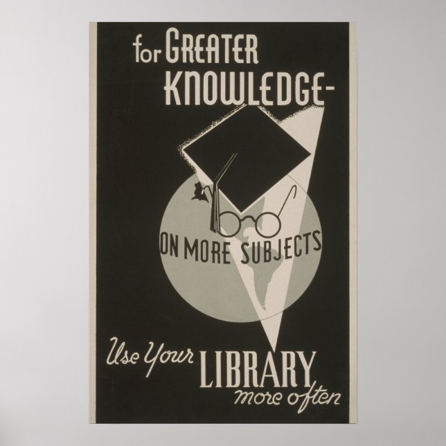 Greater Knowledge Library Vintage WPA Poster (Front)