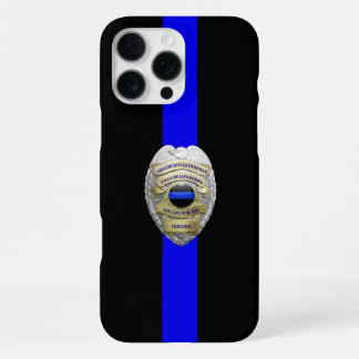 Greater Love Police Badge Thin Blue Line iPhone 16 Pro Max Case