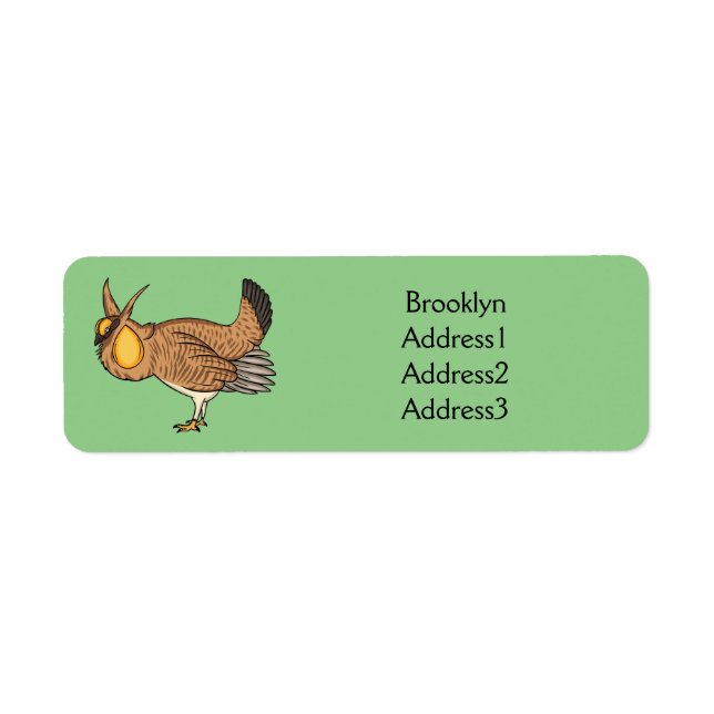 Greater prairie chicken cartoon illustration (Front)