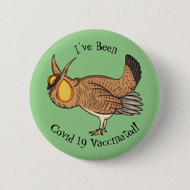 Greater prairie chicken cartoon illustration 6 cm round badge (Front)