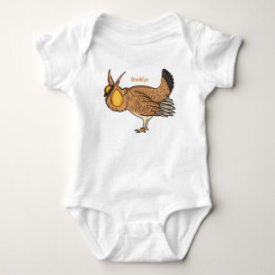 Greater prairie chicken cartoon illustration baby bodysuit