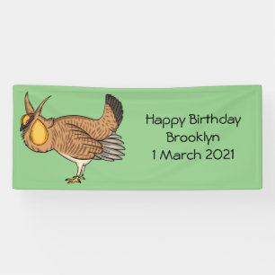 Greater prairie chicken cartoon illustration banner