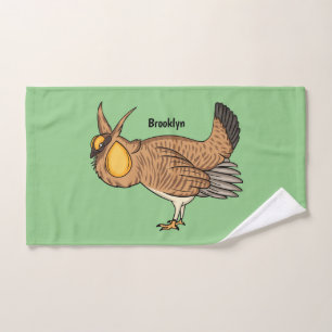 Greater prairie chicken cartoon illustration  bath towel set