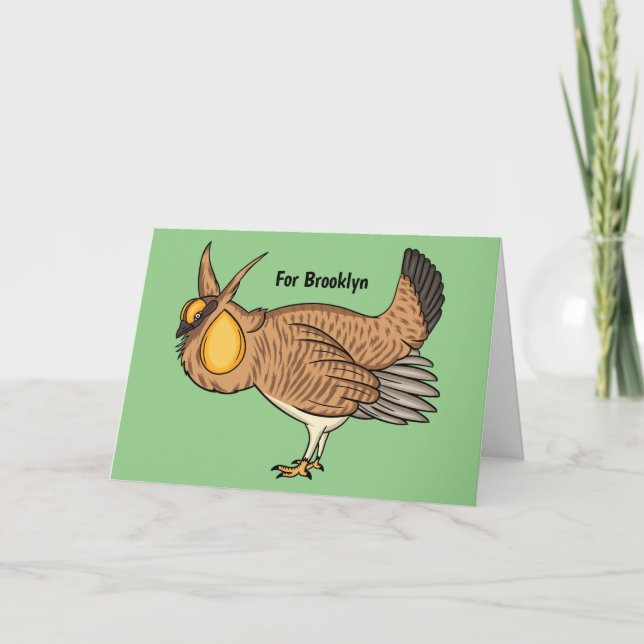 Greater prairie chicken cartoon illustration card (Front)