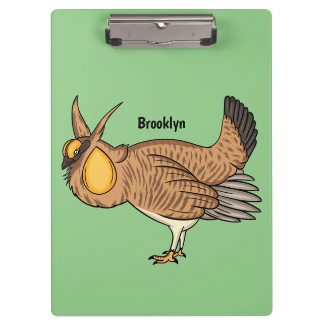 Greater prairie chicken cartoon illustration clipboard (Front)