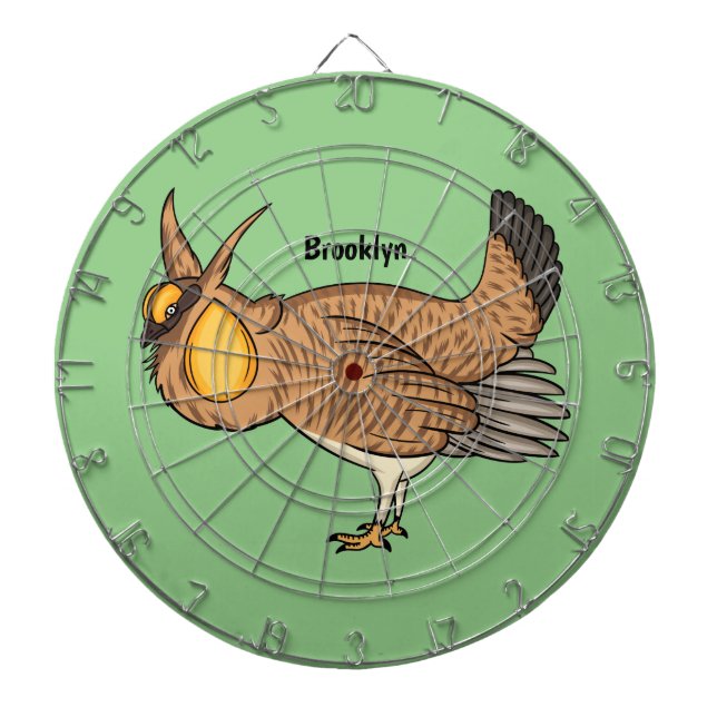 Greater prairie chicken cartoon illustration  dartboard (Front)
