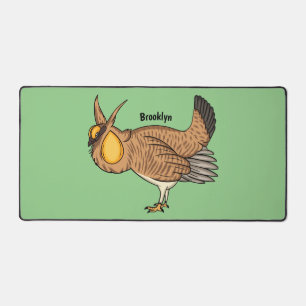 Greater prairie chicken cartoon illustration desk mat