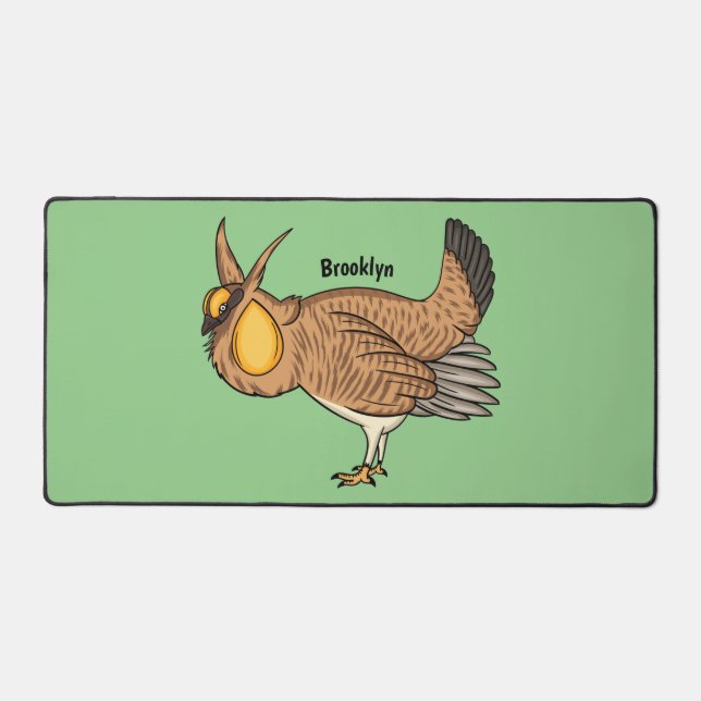 Greater prairie chicken cartoon illustration desk mat (Front)