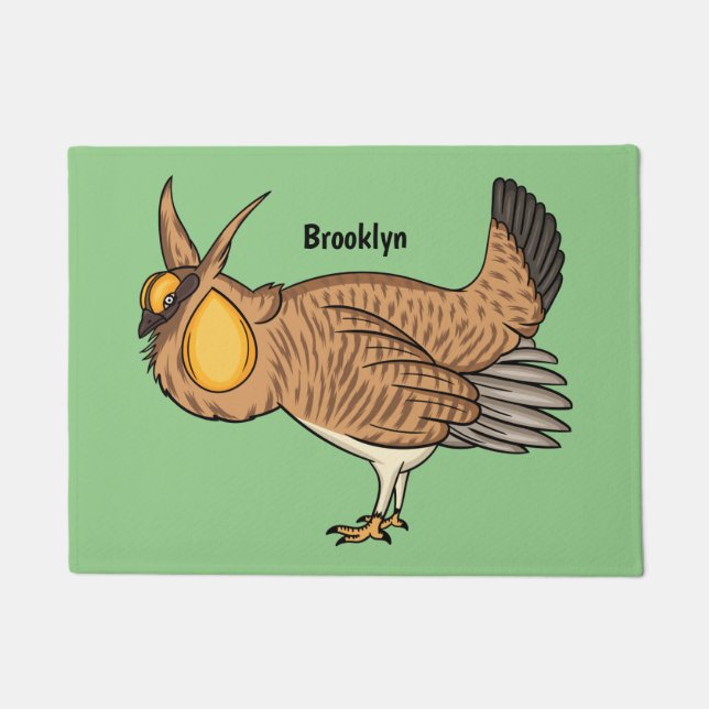 Greater prairie chicken cartoon illustration doormat (Front)