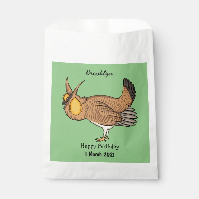 Greater prairie chicken cartoon illustration favour bags (Front)