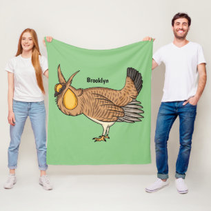 Greater prairie chicken cartoon illustration  fleece blanket