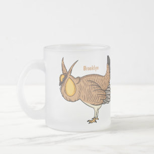 Greater prairie chicken cartoon illustration frosted glass coffee mug