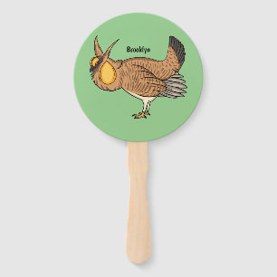Greater prairie chicken cartoon illustration hand fan