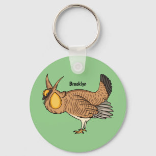 Greater prairie chicken cartoon illustration  key ring