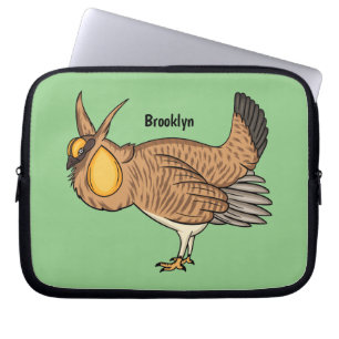 Greater prairie chicken cartoon illustration laptop sleeve