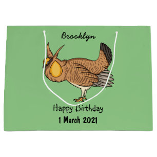 Greater prairie chicken cartoon illustration large gift bag