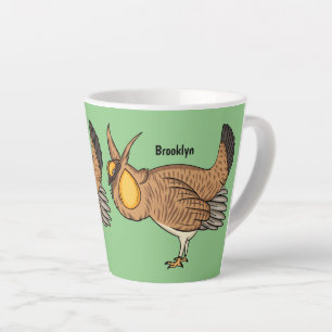 Greater prairie chicken cartoon illustration latte mug