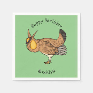Greater prairie chicken cartoon illustration napkin