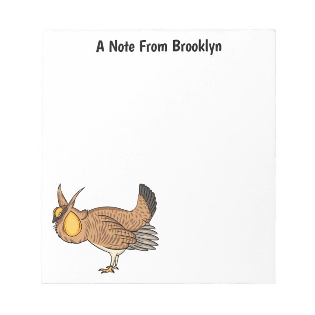 Greater prairie chicken cartoon illustration  notepad (Front)