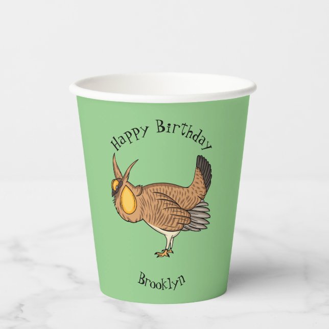 Greater prairie chicken cartoon illustration paper cups (Front)
