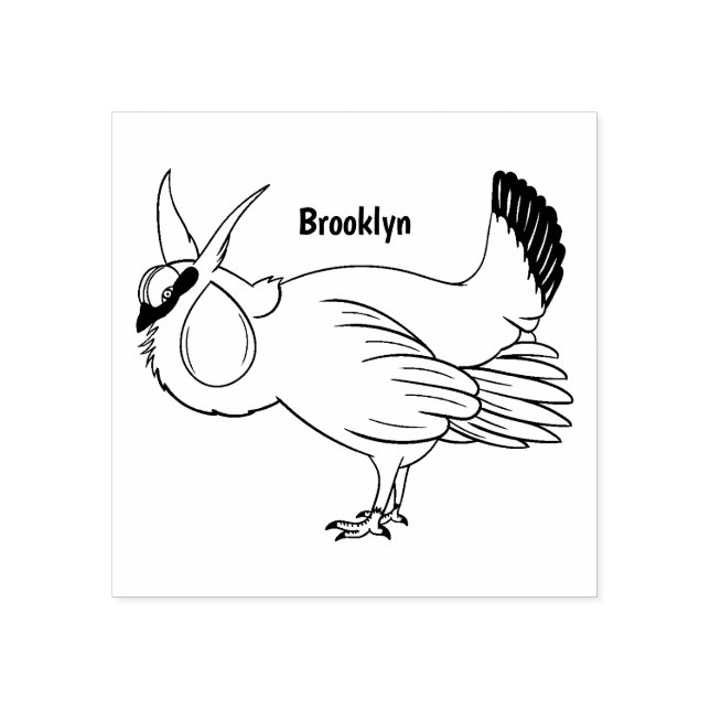 Greater prairie chicken cartoon illustration rubber stamp (Imprint)