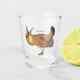 Greater prairie chicken cartoon illustration shot glass