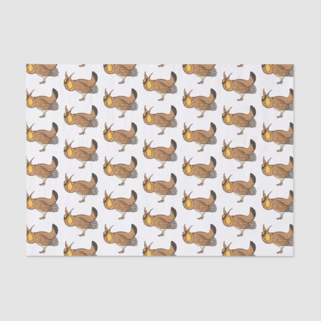 Greater prairie chicken cartoon illustration  tissue paper (Front)