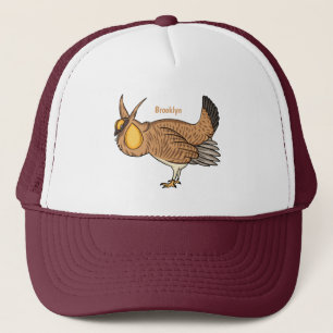 Greater prairie chicken cartoon illustration  trucker hat