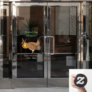 Greater prairie chicken cartoon illustration window cling