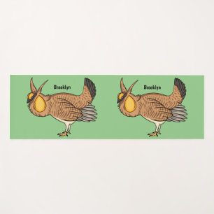 Greater prairie chicken cartoon illustration yoga mat