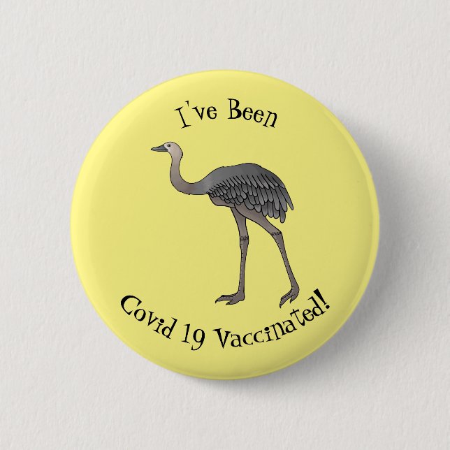 Greater rhea bird cartoon illustration  6 cm round badge (Front)