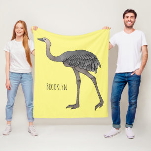 Greater rhea bird cartoon illustration  fleece blanket