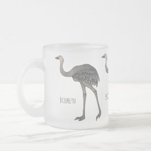 Greater rhea bird cartoon illustration   frosted glass coffee mug