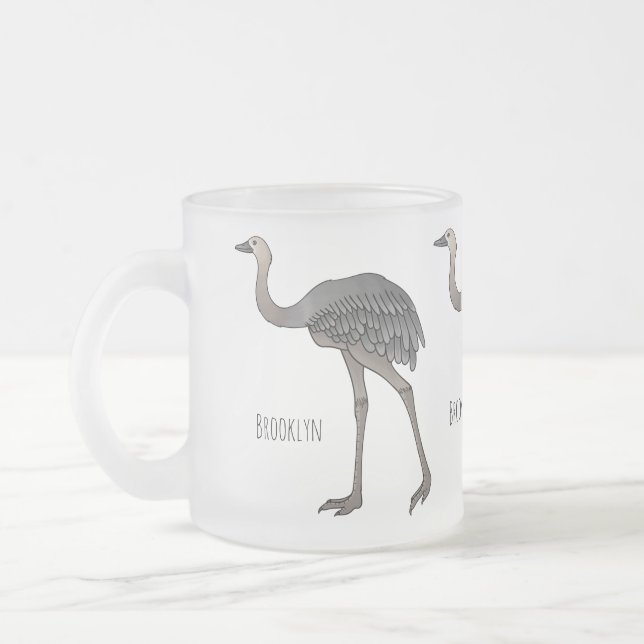 Greater rhea bird cartoon illustration   frosted glass coffee mug (Left)