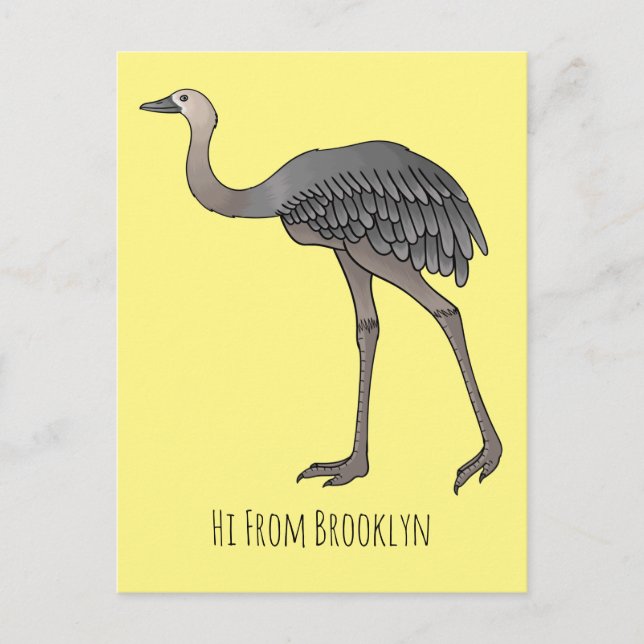 Greater rhea bird cartoon illustration  postcard (Front)