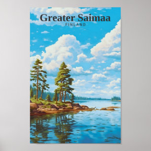 Greater Saimaa Finland Art Vintage Travel Poster
