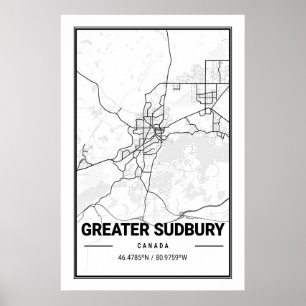 Greater Sudbury Ontario Canada Travel City Map Poster