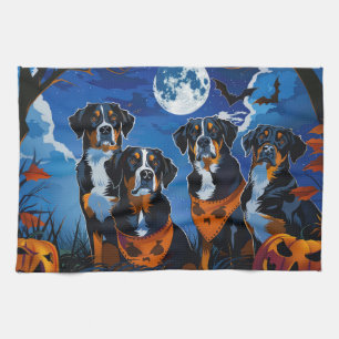 Greater Swiss Halloween Spooky Tea Towel