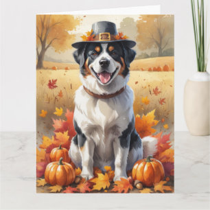 Greater Swiss Mountain Autumn Leaves Thanksgiving  Card