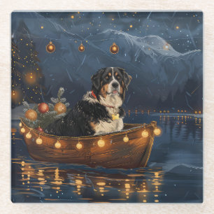 Greater Swiss Mountain Christmas Festive Voyage Glass Coaster