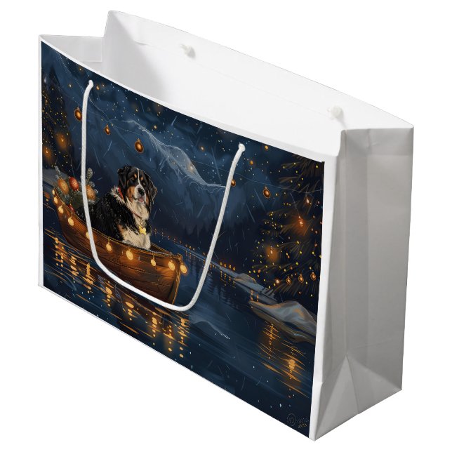Greater Swiss Mountain Christmas Festive Voyage Large Gift Bag (Front Angled)