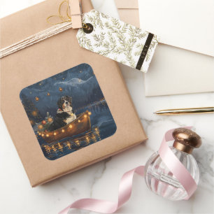 Greater Swiss Mountain Christmas Festive Voyage Square Sticker