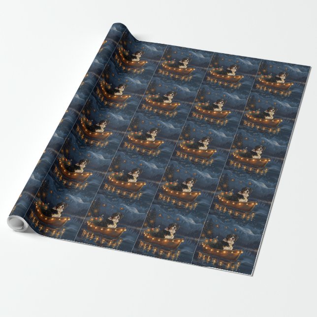 Greater Swiss Mountain Christmas Festive Voyage Wrapping Paper (Unrolled)