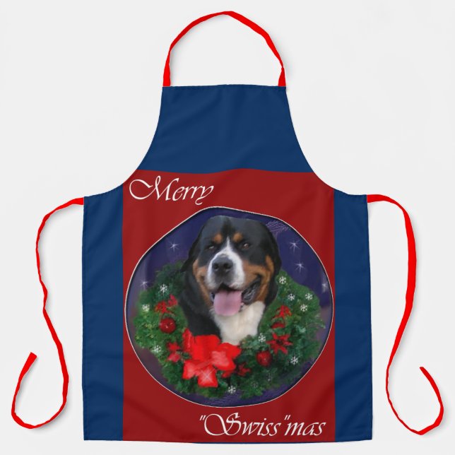 Greater Swiss Mountain Dog Christmas Apron (Front)