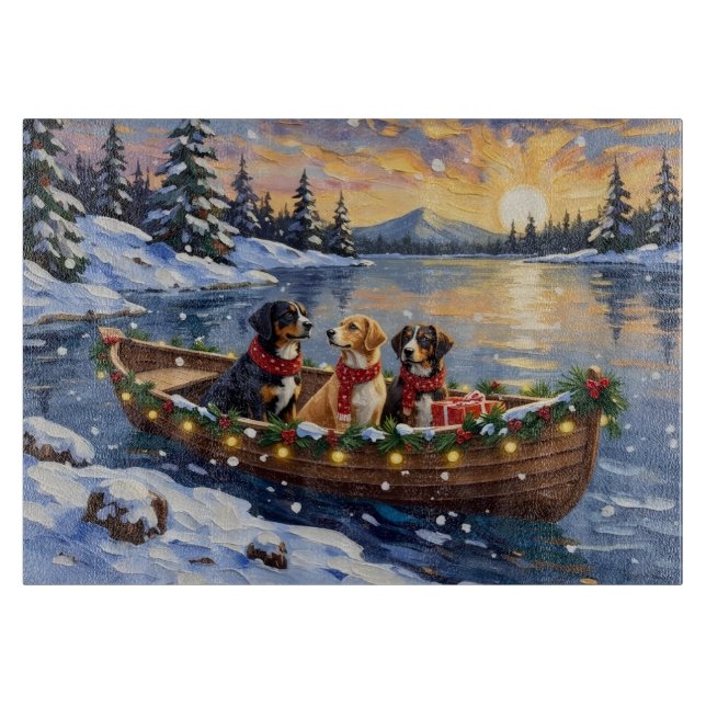 Greater Swiss Mountain Dog Christmas Boat Holiday Cutting Board (Front)