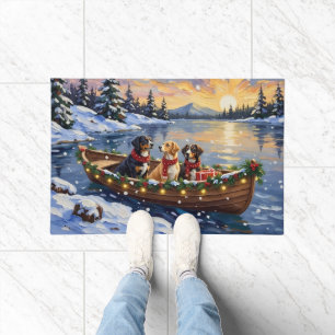 Greater Swiss Mountain Dog Christmas Boat Holiday Doormat