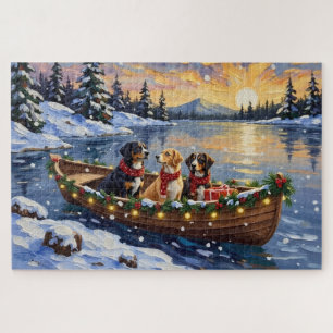 Greater Swiss Mountain Dog Christmas Boat Holiday Jigsaw Puzzle