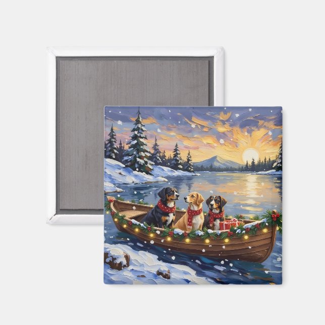 Greater Swiss Mountain Dog Christmas Boat Holiday Magnet (Front/Back)