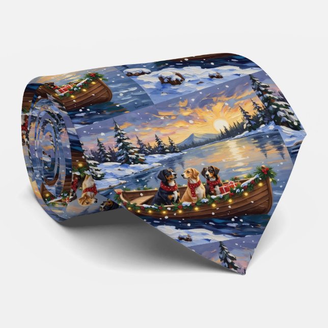Greater Swiss Mountain Dog Christmas Boat Holiday Tie (Rolled)