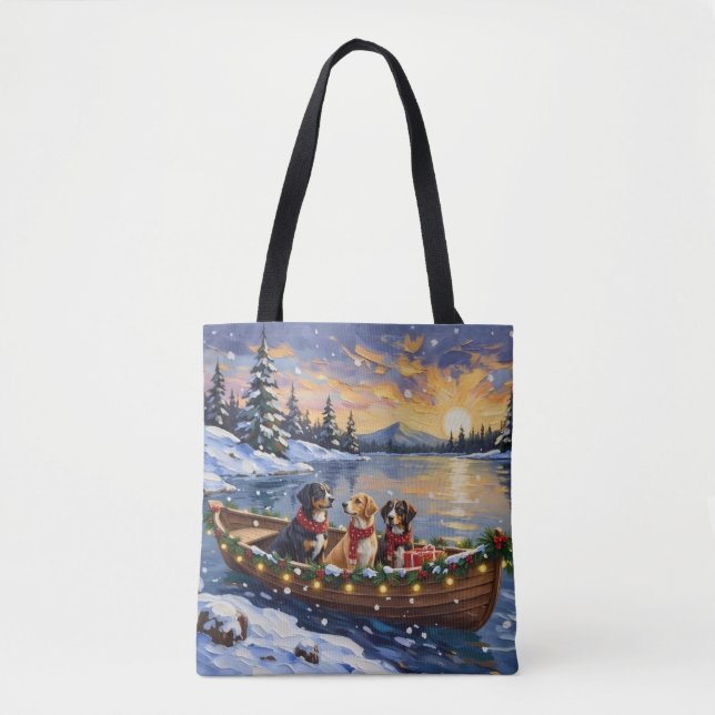 Greater Swiss Mountain Dog Christmas Boat Holiday Tote Bag (Front)
